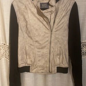 Bke outerwear pleather shell with black cotton arms size medium